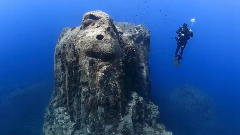 Diver underwater at Peñón in Los Cancajos during a scuba dive in La Palma