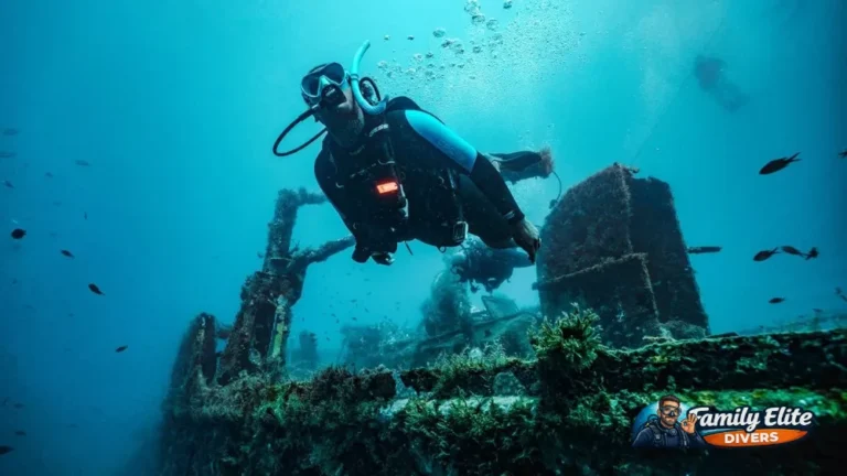 Diver exploring a wreck during a recreational scuba dive