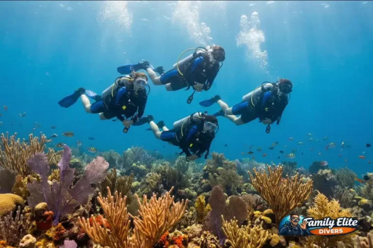Group of divers about to descend during a scuba diving trip in Lanzarote